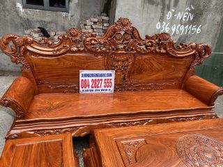 Bộ bàn ghế Hoàng Gia v3 gỗ hương đá vách trơn siêu vân (Anh Giang, Hà Nội)
