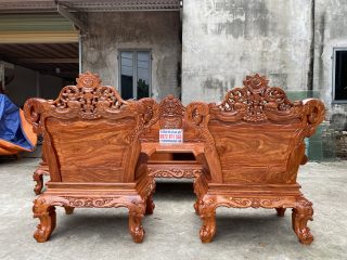 Bộ bàn ghế Hoàng Gia v3 gỗ hương đá vách trơn siêu vân (Anh Giang, Hà Nội)