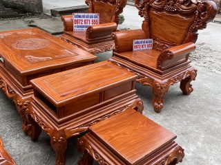 Bộ bàn ghế Hoàng Gia v3 gỗ hương đá vách trơn siêu vân (Anh Giang, Hà Nội)