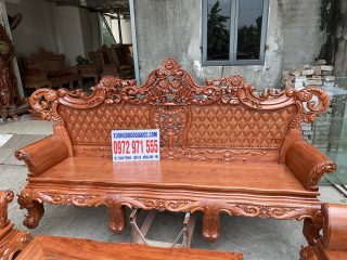 Bộ bàn ghế Hoàng Gia v3 gỗ hương đá 10 món đục 2 mặt cực đẹp