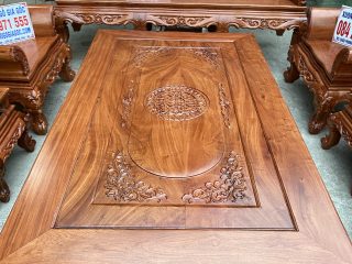 Bộ bàn ghế Hoàng Gia v3 gỗ hương đá 10 món đục 2 mặt cực đẹp