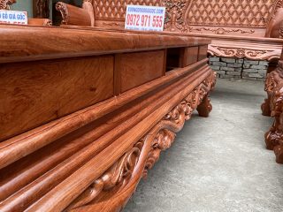 Bộ bàn ghế Hoàng Gia v3 gỗ hương đá 10 món đục 2 mặt cực đẹp