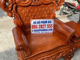 Bàn ghế hoàng gia v3 gỗ hương đá đục 2 mặt chương liền không chắp ghép