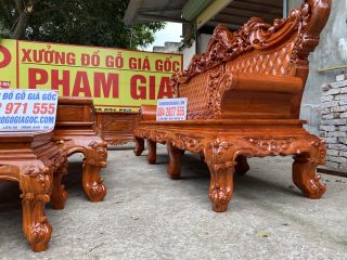 Bàn ghế hoàng gia v3 gỗ hương đá đục 2 mặt chương liền không chắp ghép