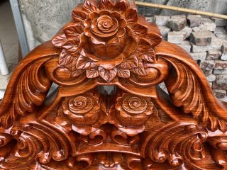 Bàn ghế hoàng gia v3 gỗ hương đá đục 2 mặt chương liền không chắp ghép