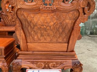 Bàn ghế hoàng gia v3 gỗ hương đá đục 2 mặt chương liền không chắp ghép