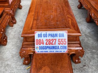Bàn ghế hoàng gia v3 gỗ hương đá đục 2 mặt chương liền không chắp ghép