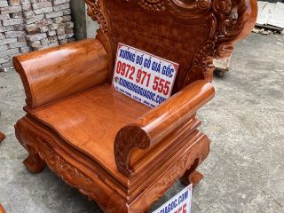 Bộ bàn ghế Hoàng Gia v3 mặt ván tràn 6 món gỗ hương đá (Anh Điền, Ninh Bình)