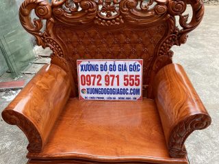 Bộ bàn ghế Hoàng Gia v3 mặt ván tràn 6 món gỗ hương đá (Anh Điền, Ninh Bình)