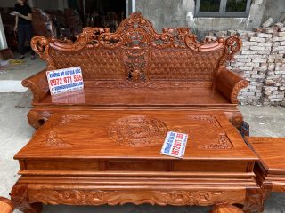 Bộ bàn ghế Hoàng Gia v3 mặt ván tràn 6 món gỗ hương đá (Anh Điền, Ninh Bình)