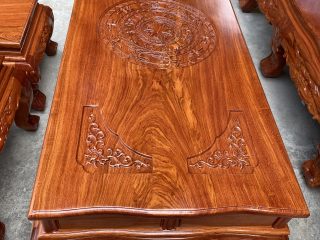 Bộ bàn ghế Hoàng Gia v3 mặt ván tràn 6 món gỗ hương đá (Anh Điền, Ninh Bình)