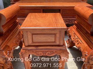 Bộ bàn ghế Hoàng Gia v4 chân 16cm gỗ hương đá 6 món và 10 món