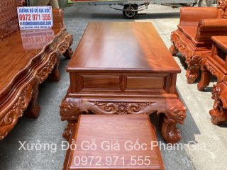 Bộ bàn ghế Hoàng Gia v4 chân 16cm gỗ hương đá 6 món và 10 món