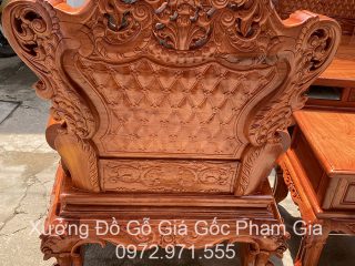 Bộ bàn ghế Hoàng Gia v4 chân 16cm gỗ hương đá 6 món và 10 món