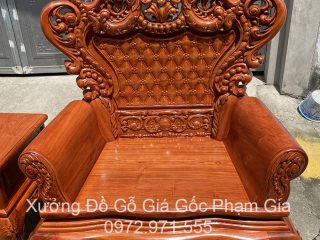 Bộ bàn ghế Hoàng Gia v4 chân 16cm gỗ hương đá 6 món và 10 món
