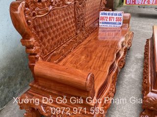 Bộ bàn ghế Hoàng Gia v4 chân 16cm gỗ hương đá 6 món và 10 món