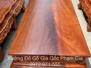Bộ bàn ghế Hoàng Gia v4 chân 16cm gỗ hương đá 6 món và 10 món