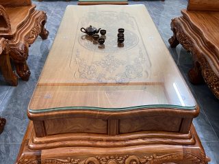 Bộ bàn ghế Hoàng Gia v4 gỗ hương đá mặt tràn đục siêu đẳng cấp (Anh Cảnh, Hòa Bình)