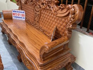 Bộ bàn ghế Hoàng Gia v4 gỗ hương đá mặt tràn đục siêu đẳng cấp (Anh Cảnh, Hòa Bình)