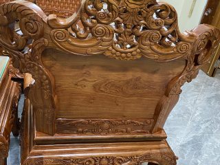 Bộ bàn ghế Hoàng Gia v4 gỗ hương đá mặt tràn đục siêu đẳng cấp (Anh Cảnh, Hòa Bình)