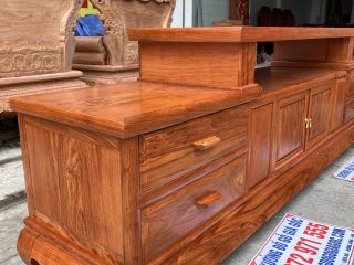 Kệ tivi sofa 2m4 gỗ hương đá chọn vân siêu đỉnh (Anh Quang, Sơn La)