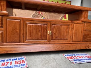 Kệ tivi sofa 2m4 gỗ hương đá chọn vân siêu đỉnh (Anh Quang, Sơn La)