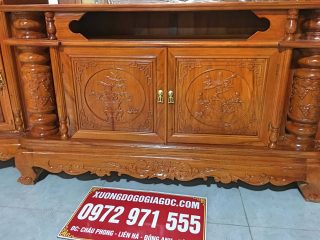 Kệ tivi cột nho 2m4 gỗ gõ đỏ cà te (Anh Thăng, Hải Dương)