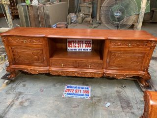 Bộ bàn ghế Hoàng Gia 6 món gỗ hương đá mặt tràn siêu vân (Anh Phương, Thanh Hóa)