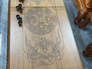 Bộ bàn ghế Hoàng Gia v4 gỗ hương đá mặt tràn đục siêu đẳng cấp (Anh Cảnh, Hòa Bình)