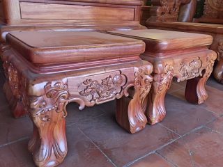 Siêu khủng bộ bàn ghế Minh Quốc Nghê Đỉnh tay cột 26cm gỗ hương đỏ (Anh Vũ, Nam Định)