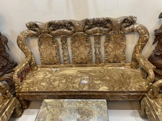 Siêu phẩm bộ bàn ghế 10 món Minh Quốc Đào nu nghiến tay 12 (Chú Sơn, Quảng Ninh)