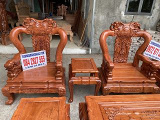 Bộ bàn ghế Minh Quốc Voi 10 món tay voi đặc chương liền khối (Anh Cường, Bắc Giang)