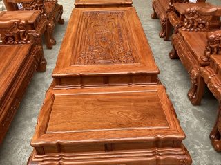 Bộ bàn ghế Minh Quốc Voi 10 món tay voi đặc chương liền khối (Anh Cường, Bắc Giang)