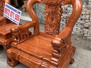 Bộ bàn ghế Minh Quốc Voi 10 món tay voi đặc chương liền khối (Anh Cường, Bắc Giang)