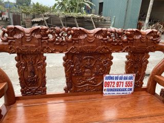 Bộ bàn ghế Minh Quốc Voi 10 món tay voi đặc chương liền khối (Anh Cường, Bắc Giang)