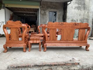 Bộ bàn ghế Minh Quốc Voi 10 món tay voi đặc chương liền khối (Anh Cường, Bắc Giang)