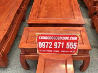 Bộ bàn ghế Tần Thủy Hoàng tay liền khối 14cm gỗ hương đá (Anh Hiệp, Nghệ An)