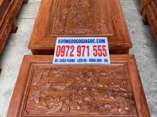 Bộ bàn ghế Tần Thuỷ Hoàng 7 món tay cột 12 gỗ hương đá (Anh Trinh, Yên Bái)