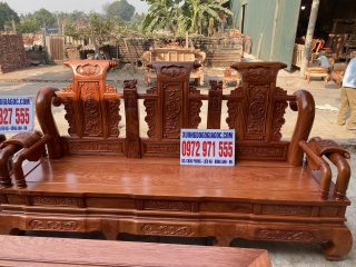 Bộ bàn ghế Tần Thuỷ Hoàng 7 món tay cột 12 gỗ hương đá (Anh Trinh, Yên Bái)