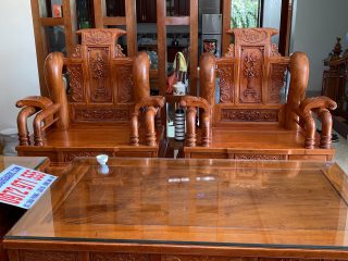 Siêu phẩm bộ ghế Tần Thuỷ Hoàng tay cột 16cm liền khối (Anh Bắc, Hải Dương)