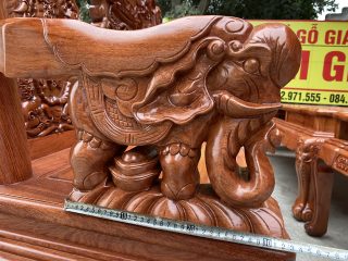Bộ bàn ghế Minh Quốc Voi 10 món tay voi đặc chương liền khối (Anh Cường, Bắc Giang)