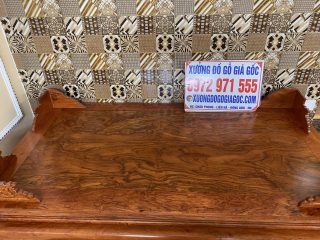 Án gian gỗ hương đá chọn vân chân 10cm đục hoa sen (Anh Bắc, Lạng Sơn)