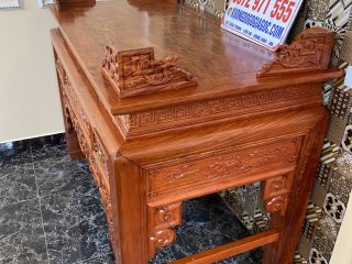 Án gian gỗ hương đá chọn vân chân 10cm đục hoa sen (Anh Bắc, Lạng Sơn)