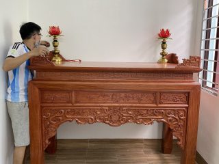 Án gian gỗ hương đá chân 12cm đục ngũ phúc (Anh Trọng, Hà Nội)