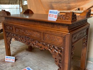 Án gian ngũ phúc gỗ hương đá chân 12cm phun PU cánh gián