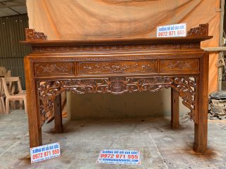 Án gian ngũ phúc gỗ hương đá chân 12cm phun PU cánh gián