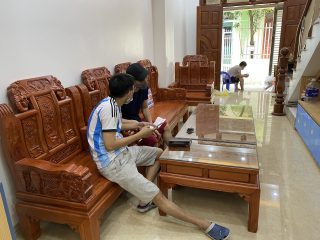 Bộ bàn ghế Âu Á chương voi 6 món gỗ hương đá (Anh Hiệp, Bắc Giang)