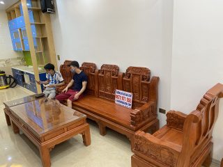 Bộ bàn ghế Âu Á chương voi 6 món gỗ hương đá (Anh Hiệp, Bắc Giang)