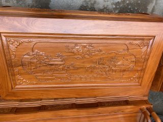 Bộ bàn ghế Âu Á chương voi 6 món gỗ hương đá (Anh Hiệp, Bắc Giang)