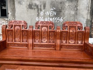 Bộ bàn ghế Âu Á chương voi 6 món gỗ hương đá (Anh Hiệp, Bắc Giang)